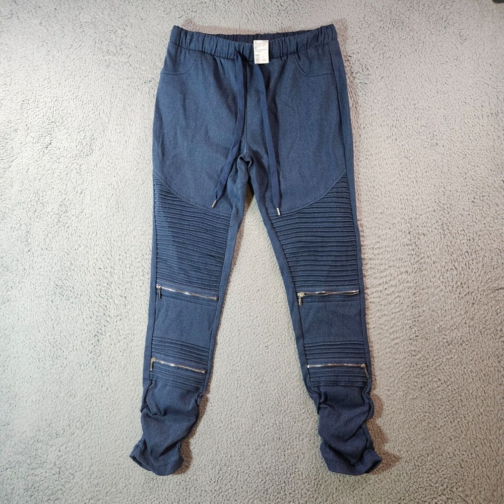 NWT - Shinestar Jogger Pants Women Large Navy Blue Zipper Detailed - NEW